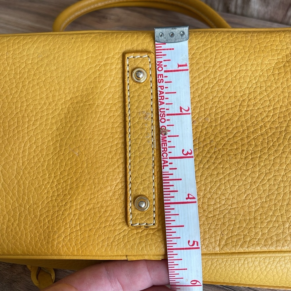 Dooney & Bourke Newbury Crescent Yellow Pebbled Leather Large Double Pocket Tote - Picture 14 of 14